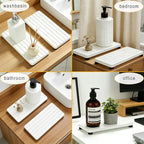 2PCS Stone Drying Tray, Water Absorbing Stone Tray for Sinks, Neat Diatomite Sink Trays, Fast Drying Kitchen Sponge Hand Soap Holder, Instant Dry Sink Coasters Used for Bathroom Counter -White