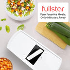 Fullstar All in One Vegetable Chopper and Mandoline Slicer - Food Chopper with Container and Julienne Slicer, Fruit Slicer, Veggie Cutter, Kitchen Gadgets & Gift for Mom (8 in 1, White)