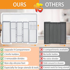 Homecor Large Utensil Organizer for Kitchen Drawer, Expandable Silverware Drawer Organizer Cooking Tray, Cutlery and Flatware Utensil Holder Kitchen Spatula Tools Storage with 3 Dividers, Grey