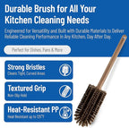 SPARTA Large Water Bottle Brush Ideal for Wide-Mouth Jars, Bottles and Tumblers, Dishwashing Tool with Handle for Home and Commercial Kitchens, Plastic, 16 Inches, Brown, (Pack of 4)