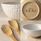 Large Ceramic Dinner Bowl - Handmade Salad Bowl Set, 58 oz. Dishwasher and Oven Safe, Vanilla White 9.5 inch”