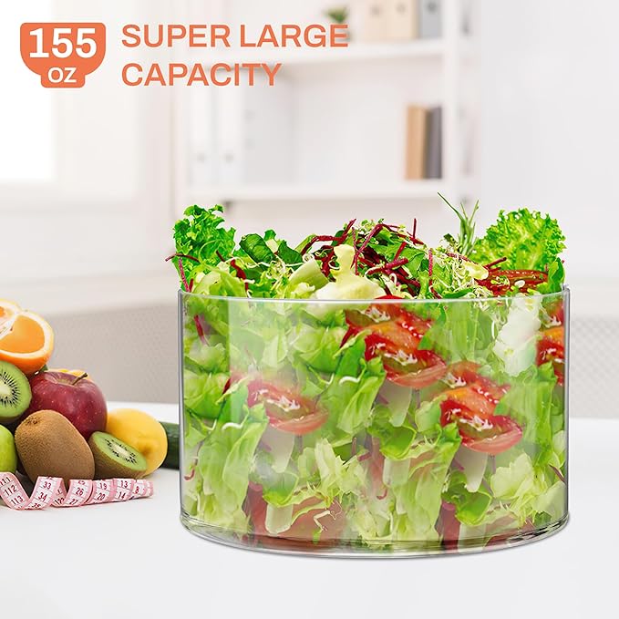 Prikoi 155oz Large Trifle Bowl with Lid, Modern Design Clear Glass for Salads, Dessert, Fruit, and Party Displays, 2025 Thickened Version