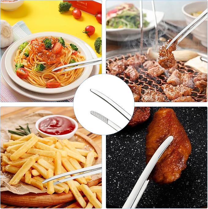 3Pcs 9.5Inch Barbecue Tongs - 304 Stainless Steel Kitchen Tongs with Non-Slip Comfort Grip, Heat Resistant & Dishwasher Safe, Golden - Multi-Purpose for Grill, Salad, Picnic & Cooking (Silver)