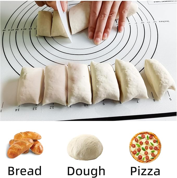 Silicone Baking Mat,32x24" Extra Large Pastry Mat for Rolling Dough Kneading Sourdough Bread Baking Supplies Black 0.45mmT