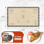 Silicone Baking Mat with Cookie Recipes, Extra Thick Silicone Mat for Baking Macaron, Bread, Pizza, Non Stick Pastry Mat for Dough Rolling Out, Heat Resistant to 480°F for Baker