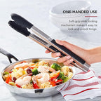 KitchenAid Silicone Tipped Side Locking Tongs, Black, 12 Inch