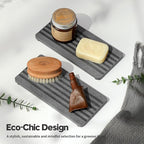 Razborci 2PCS Diatomite Quick Stone Drying Tray Mat For Bathroom & Kitchen Counter, Instant Dry Water Absorbent Drink Bar Coaster,Vanity Sink Caddy Organizer,Dish Soap Sponge Holders, Charcoal,8"x3.8"