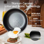 Nonstick Frying Pan Set – 8" 10" 12" Titanium Ceramic Skillet with Lid, Stay-Cool Handle,PFAS, PTFE, PFOA-Free, Non-Toxic, Dishwasher & Oven Safe, Compatible with All Cooktops