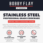 GreenPan x Bobby Flay Stainless Steel 8” & 10” Frying Pan Skillet Set, Professional Grade Tri-Ply, Multiclad, PFAS-Free Ceramic Nonstick, Induction Suitable, Dishwasher & Oven Safe, Stay Cool Handle