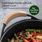Nonstick Deep Frying Pan with Lid, 5.3 QT Swiss Granite Coating Sauté Pan, 13 Inch Healthy Non Stick Skillet Cooking Pan and Helper Handle with Silicone Cover, PFOA Free, Induction Ready.