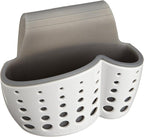 Casabella Sink Sider Faucet Caddy Sponge Holder,White & Grey