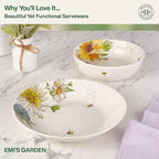 Fitz and Floyd Emi's Garden Floral Set of 2 Serving Bowls, 10.5 Inch, 8.5 Inch