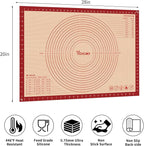 Extra Large Silicone Pastry Mat for Counter Rolling Dough,28x20 Inch,0.75mm Thick,Non Slip Silicone Baking Mat with Measurement(28 x 20 In,Red)
