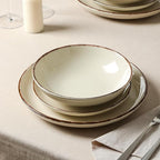 Earth and Clay Heath 24-Piece Dinnerware Set Stoneware, Plates and Bowls Set, Dishwasher and Microwave Safe, Dish Set for 8, Coffee