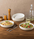 theterra 8.5'' Ceramic Pasta Bowls, Salad Bowls Set of 4, Stoneware Serving Bowls for Fruits, Noodle, Dinner, House-warming Wedding Present, Reactive White
