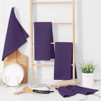 Homaxy 100% Cotton Waffle Weave Kitchen Dish Towels, Ultra Soft Absorbent Quick Drying Cleaning Towel, 13 x 28 Inches, 4-Pack, Eggplant