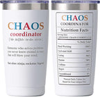 SUNWILL Coffee Tumbler with Lid, Christmas Gifts for Women, Stainless Steel Insulated Mug, CHAOS Coordinator Cups for Birthday, Thank you, Graduation - 20 oz Snow White