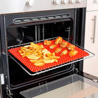 Red Silicone Baking Mat - 16x11.42" Non Stick Baking Mat With Fat Filtering Red Pyramid Design, Suitable for Oven & Microwave - Flexible & Easy-to-Clean Silicone Cooking Mats for Roasting, BBQ, Bacon