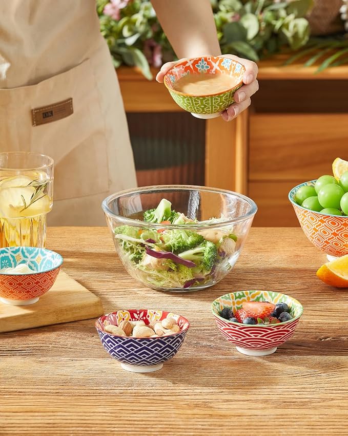 Metahom Ceramic Dipping Bowls, 3.5 inch Small Bowls for Dipping, 4oz Mini Bowl for Soy Sauce, Condiments, Side Dishes, Charcuterie Boards, Set of 6