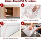 Nonstick Silicone Pastry Mat Extra Large 28''×20'' with Measurements, Food Grade Silicone Baking Mat, Non-Slip Dough Rolling Mat for Counter, Oven Liner, Fondant/Pie Crust/Sourdough Bread Baking