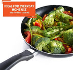 IMUSA 8in Bistro Aluminum Nonstick Fry Pan with Cool Touch Handle, Small Skillet for Eggs, Omelets, Sauteing, and Everyday Cooking, Black