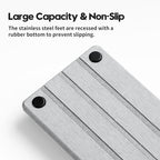 Razborci 2 Pack Fast Drying Water Absorbing Diatomite Stone Mat Tray for Kitchen & Bathroom Counter - Instant Dry Sink Caddy Organizer - Vanity Holder for Soap, Sponge – Light Gray 10" x 4"