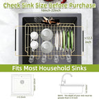 Golden Expandable Dish Drying Rack-Extra Large Stainless Steel Dish Drainer Over The Sink for Kitchen Countertop with Utensil Holder, Applicable for Sink Width 16'-22' (Gold,23.2'*12.2')