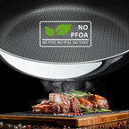 8" Non Stick Frying Pans, Hybrid Ceramic Stainless Steel Pan, Skillet with Stay-Cool Handle, Non Toxic, PFAS PFOA PTFE Free, Dishwasher & Oven Safe, Induction, Compatible with All Cooktops