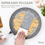 MICHELANGELO Granite Frying Pan with Lid, Nonstick 12 Inch Frying Pan with Non toxic Granite Coating, Induction Compatible