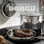 T-Fal Pro Tri-Ply Stainless Steel Fry Pan 10 Inch Induction Cookware, Oven Safe 500F, Fast & Even Heat, Professional Quality & Durability, Frying Pan, Skillet, Cookware, Silver