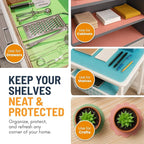 Refrigerator Liners for Shelves (8 Pack) by Linda’s Essentials - Non-Adhesive Shelf or Drawer Liner, BPA-Free Fridge Mats for Kitchen & Cabinets, Easy to Clean, Ideal Household Essentials(Multi Color)
