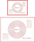 Silicone Baking Mats Set of 2,Extra Large 28" x 20" Small 16" x 12" Non Stick Non Skid Pastry-Mat with Measurements (Red)
