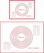 Silicone Baking Mats Set of 2,Extra Large 28" x 20" Small 16" x 12" Non Stick Non Skid Pastry-Mat with Measurements (Red)