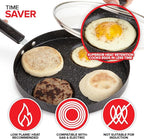 Modern Innovations 4-Cup Nonstick Egg Frying Pan with Lid, Fried Egg Pan, Omelette Pan, Mini Pancake Pan for Stove Top Gas & Electric, Small Egg Skillet, Breakfast Sandwich Maker