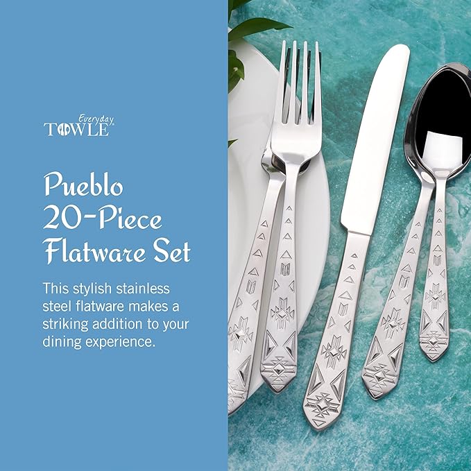 Towle Everyday Pueblo 20-Piece Stainless Steel Flatware Set, Service for 4
