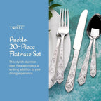 Towle Everyday Pueblo 20-Piece Stainless Steel Flatware Set, Service for 4