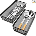 Smgmg Silverware Drawer Organizer, Silverware Organizer for Drawer, 2 Pack 14.7" X 6.1" X 2" Utensil Organizer for Kitchen Drawers, Kitchen Drawer Organizer for Large Utensils with Interlocking Arm