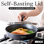 THE ROCK SOHO 9.5-Inch Nonstick Frying Pan with Lid – Compact for Urban Kitchens, Nothing Sticks, Never Warps, Lasts Longer, Dishwasher Safe, Black