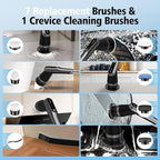 Dreazu G2-Pro Electric Spin Scrubber - IPX7 Waterproof 12-in-1 Shower Cleaner Brush, Retractable Handle & 2-Speed for Bathroom, Bathtub, Kitchen, Tile Floors