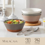 MALACASA Soup Bowls, Ceramic Salad Bowls Set of 4, 36oz Ceramic Bowls for Ramen, Cereal, Fruit and Pho, Microwave & Dishwasher Safe, Speckled Deep Bowls, Multicolor