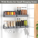 4 Pack Magnetic Spice Rack Organizer for Refrigerator and Oven, Dark Grey Fridge Organizers and Storage for Kitchen