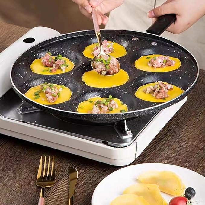 7 Cup Egg Frying Pan,Mini Pancake Maker,Aluminum Non Stick Fried Eggs Cooking Pan Burger Mold Kitchen Cookware Household Tool for Home Breakfast
