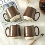 HASENSE Ceramic Coffee Mugs Set of 6, 15oz Large Coffee Mugs with Handle, Porcelain Coffee Cups for Coffee, Tea, Latte & Cappuccino, Microwave & Dishwasher Safe,Brown