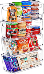 Sorbus Clear Pantry Storage Containers – Open Front Kitchen Organizer, Stackable Design for Cabinets, Shelves & Food Storage (Small Narrow, 4 Pack)