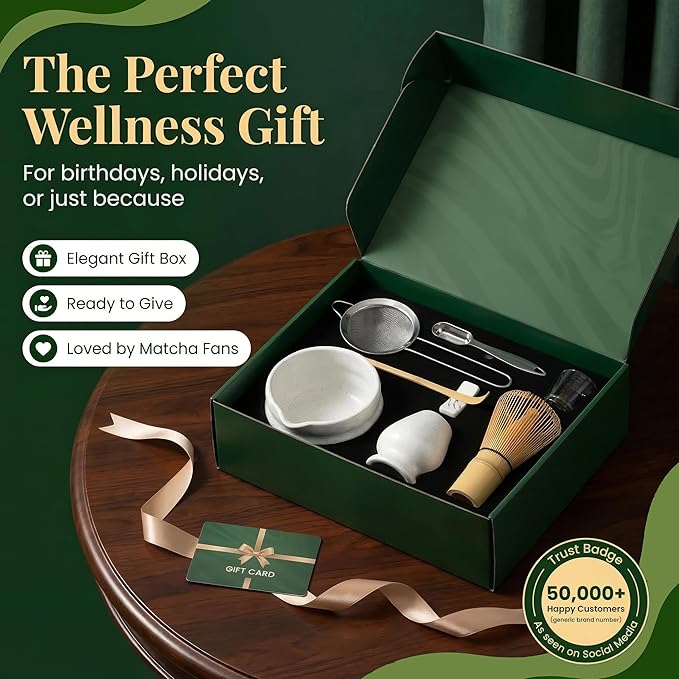 BARISTA EMPEROR® PREMIUM 11pcs MATCHA WHISK SET - Professional Matcha Kit Set with Matcha Bowl, Matcha Whisk, Milk Frother, Spoon, Matcha Sifter, Scoop, Scoop Stand, Measuring Cup, Tea Mat and Cloth