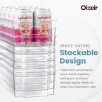 Oizeir 8 Pack Clear Plastic Storage Bins with Handles – Stackable Fridge Organizer Bins for Refrigerator, Freezer, Pantry, Kitchen Cabinet & Cupboard Organization, BPA-Free Acrylic, Transparent