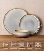 TheTerra Ceramic Dinnerware Sets for 6, 18 Pieces Porcelain Lightweight Plates and Bowls Sets, Scratch Resistant Dish Set, Oven & Microwave & Dishwasher Safe, Dusk Blue