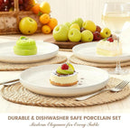 Plates and Bowls Sets, Dinnerware Sets for 4, 12 Pieces Scratch Resistant Dishware Dishes Set, Ceramic Kitchen Dinner Set, Porcelain & Microwave and Dishwasher Safe, Cream White