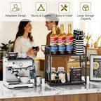 Giikin Kitchen Countertop Organizer, 2 Tier Coffee Bar Organizer, Black Spice Rack for Counter, Kitchen Counter Shelves, Particleboard, Large Size (15.8" L x 7.9" W x 15.8" H), Black