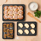 Cookie Sheets for Baking with Cooling Rack Set of 4, 0.8mm Thick Nonstick Baking Sheets for Oven, Half/Quarter/Jelly Roll Pans Oven Trays, Heavy Duty Baking Pan Set with Diamond Texture